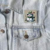 Kerstman Winter Seizoen Vakantie Vierkante Button 5,1 Cm (In situ)