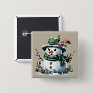 Kerstman Winter Seizoen Vakantie Vierkante Button 5,1 Cm