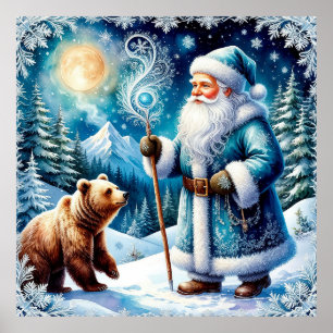 Kerstman Winter Wanddecoratie Voor Vakantiehuis Poster
