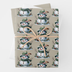 Kerstman Winterseizoen Vakantie Inpakpapier Vel