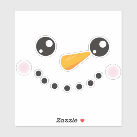 Kerstman, witte sneeuwman, wortelneus sticker (Vel)