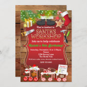 Kerstman Workshop Uitnodiging Kerstfeest (Voorkant / Achterkant)