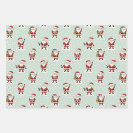 Kerstman Wrapping Paper Flat Sheet Set van 3