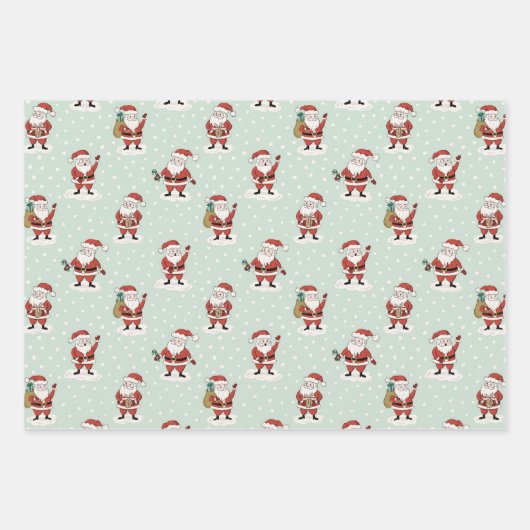 Kerstman Wrapping Paper Flat Sheet Set van 3 (Voorkant)