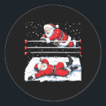 Kerstman Wrestling Lover Wrestler Christmas Paja Ronde Sticker<br><div class="desc">Kerstman Wrestling Lover Wrestler Kerstmispyjama</div>