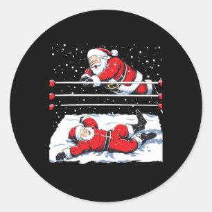Kerstman Wrestling Lover Wrestler Christmas Paja Ronde Sticker