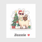 Kerstman Xmas Grappige Lama Luiaard Kerstmis (2) Sticker (Vel)