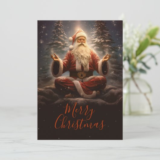 Kerstman Yoga Feestdagenkaart (Staand voorkant)