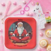 Kerstman Yoga Ontspannen Papieren Bordje (Feest)