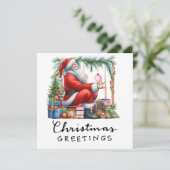 Kerstman yoga pose feest uitnodiging (Staand voorkant)