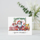 Kerstman yoghurt Kerstman Pose Party uitnodiging (Staand voorkant)