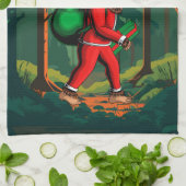Kerstman Zak met Geschenken van Bigfoot Theedoek (Gevouwen)