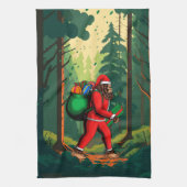 Kerstman Zak met Geschenken van Bigfoot Theedoek (Verticaal)