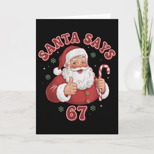 Kerstman zegt 67 grappige retro kerst meme kaart (Voorkant)