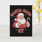Kerstman zegt 67 grappige retro kerst meme kaart (Gele Bloem)
