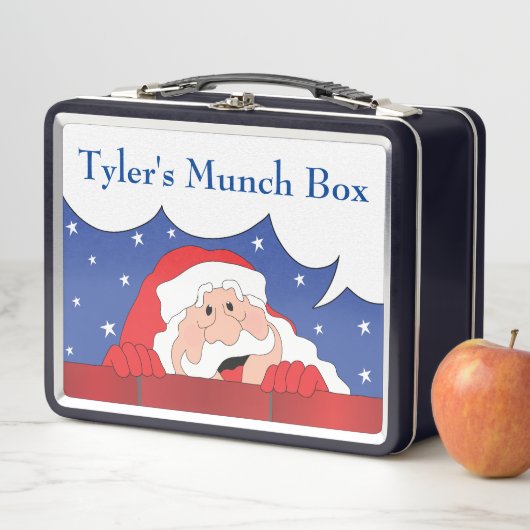 Kerstman zegt lichte tonen metalen lunchbox (In situ)