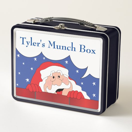 Kerstman zegt lichte tonen metalen lunchbox (Voorkant)