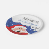 Kerstman zegt papieren bordje (Gekanteld)