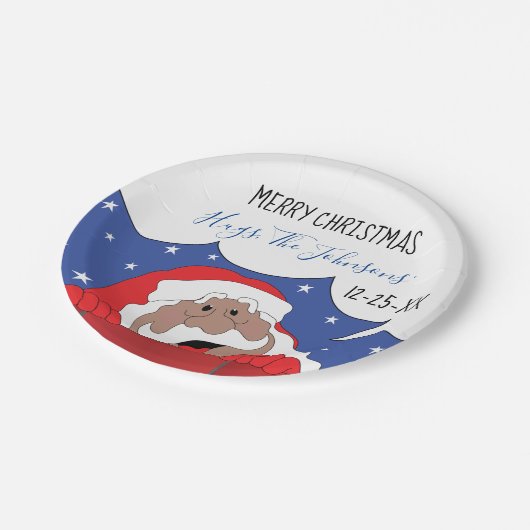 Kerstman zegt papieren bordje (Gekanteld)