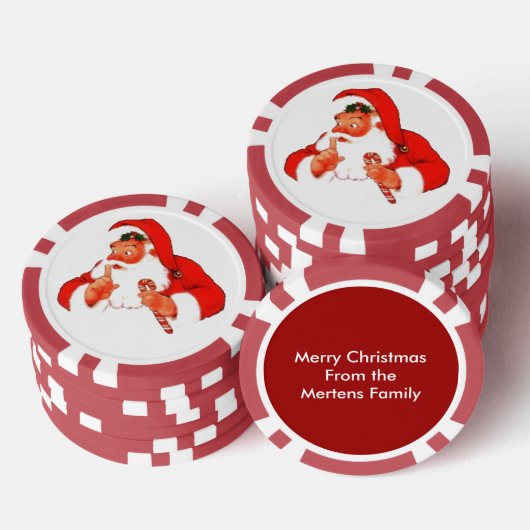  kerstman zegt shh rustig personaliseren bericht poker chips (Opstapeling)