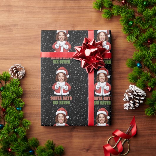Kerstman Zegt Zes Zeven 67 Aangepast Gezicht Cadeaupapier (Feestdagen Geschenken)