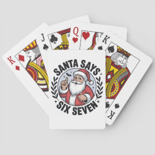 Kerstman zegt zes zeven 67 Kerstman Kerstmis Xmas Pokerkaarten