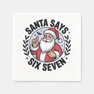 Kerstman zegt zes zeven 67 Kerstman Kerstmis Xmas Servet