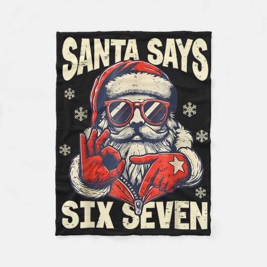Kerstman zegt zes zeven 6 7 Gen Z-meme kerst humor Fleece Deken (Voorkant)