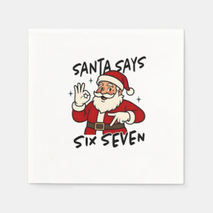 Kerstman zegt zes zeven 6 7 Grappige Brainrot Kers Servet