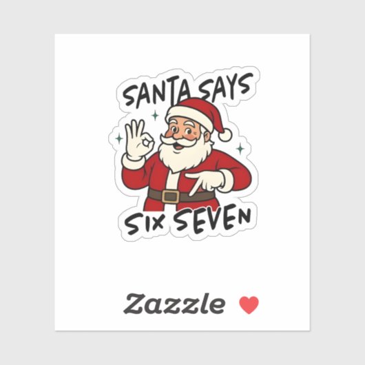 Kerstman zegt zes zeven 6 7 Grappige Brainrot Kers Sticker (Vel)