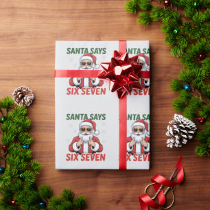 Kerstman zegt zes zeven 6 7 Grappige Kerstcitaat Cadeaupapier