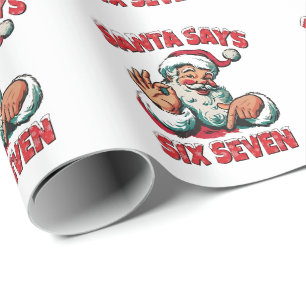 Kerstman zegt zes zeven 6 7 Kerstmis Kerstman  Cadeaupapier