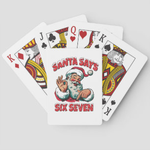 Kerstman zegt zes zeven 6 7 Kerstmis Kerstman Pokerkaarten
