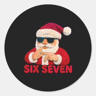 Kerstman zegt zes zeven - 6 7 Meme Latch Hook gare Ronde Sticker