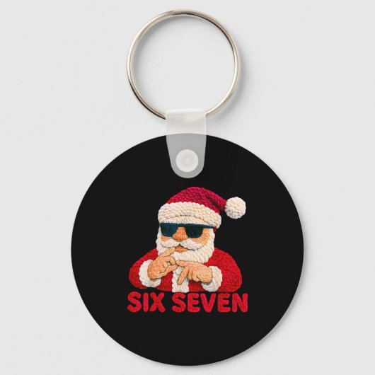 Kerstman zegt zes zeven - 6 7 Meme Latch Hook gare Sleutelhanger (Voorkant)