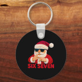 Kerstman zegt zes zeven - 6 7 Meme Latch Hook gare Sleutelhanger (Voorkant)