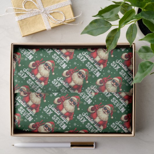 Kerstman zegt ZES ZEVEN – Grappige Kerstmeme Tissuepapier (Geschenk)