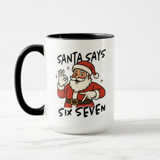 Kerstman zegt zes zeven mok, Grappige Kerstmis Mok