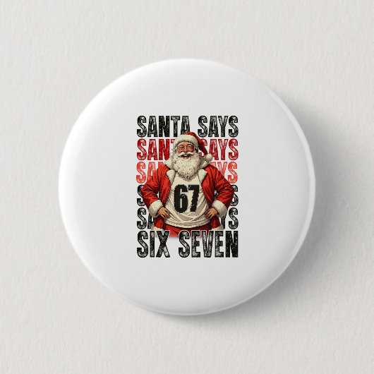 Kerstman Zegt Zes Zeven Ronde Button 5,7 Cm (Voorkant)