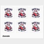 Kerstman Zegt Zes Zeven Wit Vierkante Sticker (Vel)