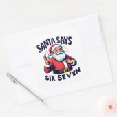 Kerstman Zegt Zes Zeven Wit Vierkante Sticker (Envelop)