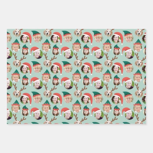 kerstman Zes aangepaste cadeaubonnen voor foto's Inpakpapier Vel (Voorkant)