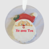 Kerstman ziet je kinderen speelse foto ornament (voorkant)