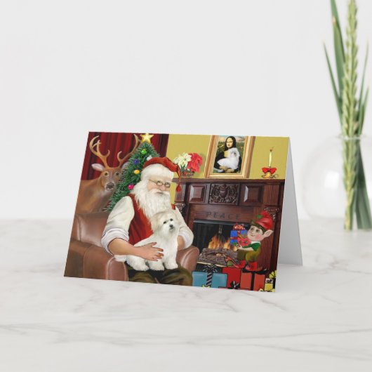 Kerstman zijn Coton de Tulear (#5) Feestdagen Kaart (Voorkant)
