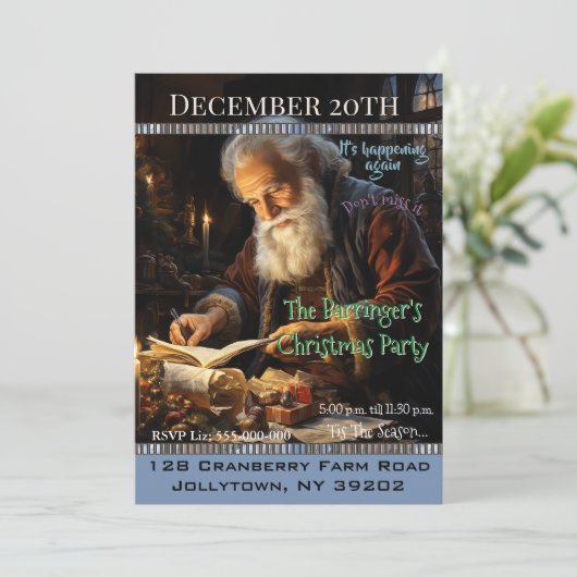 Kerstman zijn gastenlijst controleren Kerstfeest Kaart (Staand voorkant)