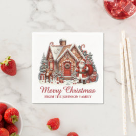 Kerstman zijn huis van peperkoek Kerstdorp Servet