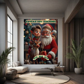 Kerstman zijn Speelgoed Fabriek Werkplaats Elf Ren Perfect Poster