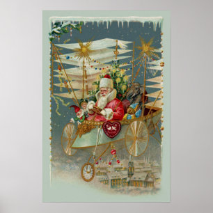 Kerstman & Zijn Verbazingwekkende Vliegmachine Pos Poster