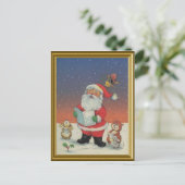 Kerstman, zingen kerstliederen met de dieren feestdagenkaart (Staand voorkant)