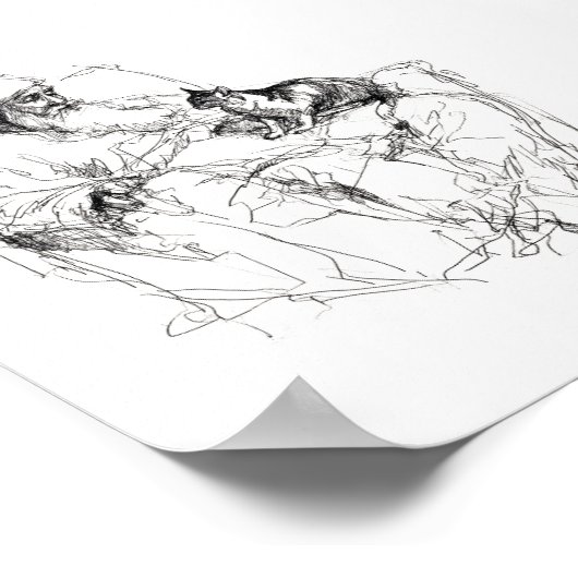 Kerstman zit met kat op schoot poster (Hoek)